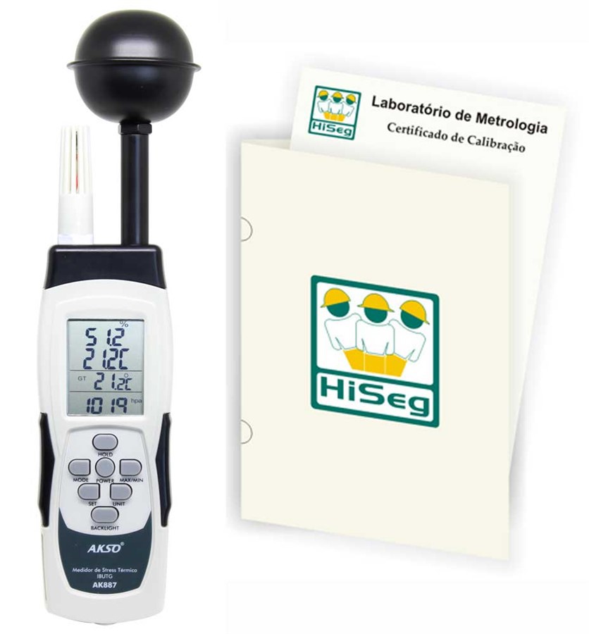 Medidor de Stress Térmico (Termômetro de Globo) Portátil Digital, modelo AK887