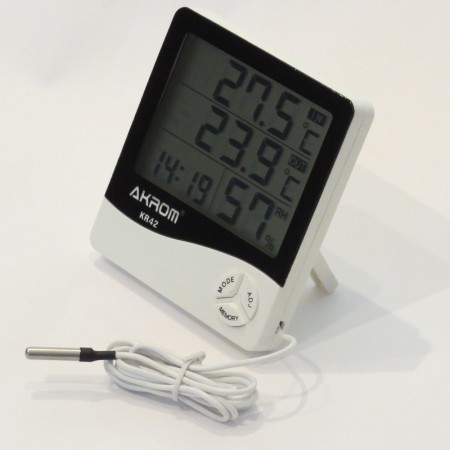 KR42 - Termo-Higrômetro Digital com Sensor Externo e Relógio (-50 a 70°C) com certificado - Imagem 4